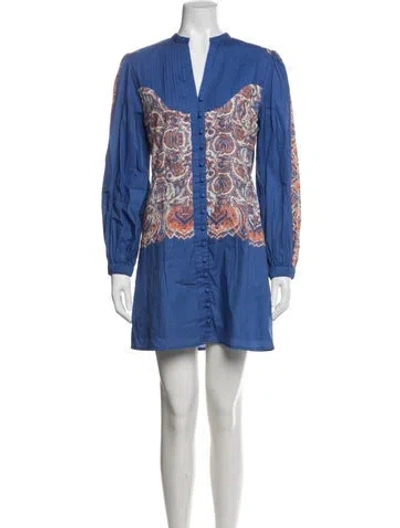 Pre-owned Anna Cate Paisley Print Mini Dress In Blue