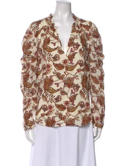Pre-owned Anna Cate Paisley Print V-neck Blouse In Multi
