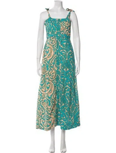 Pre-owned Anna Cate Patterned Midi Length Dress In Blue