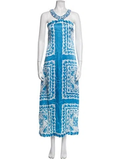 Pre-owned Anna Cate Printed Long Dress In Blue