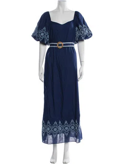 Pre-owned Anna Cate Printed Long Dress In Blue