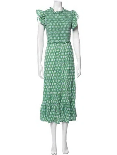 Pre-owned Anna Cate Printed Long Dress In Green