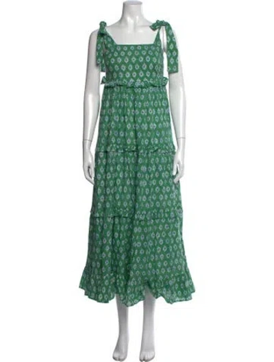 Pre-owned Anna Cate Printed Long Dress In Green
