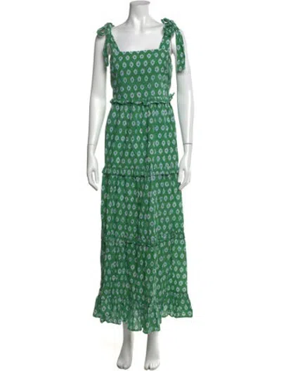 Pre-owned Anna Cate Printed Long Dress In Green