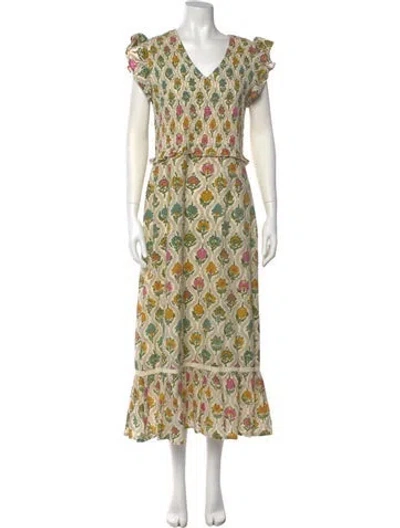 Pre-owned Anna Cate Printed Long Dress In Neutral