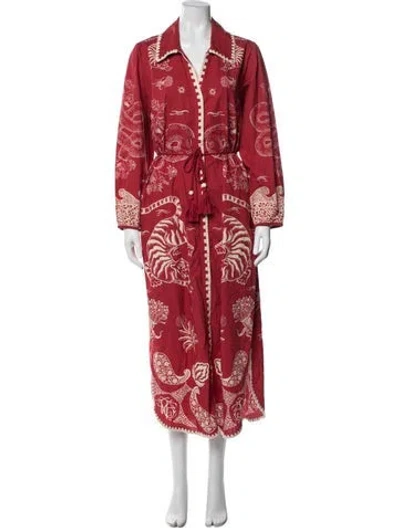 Pre-owned Anna Cate Printed Long Dress In Red