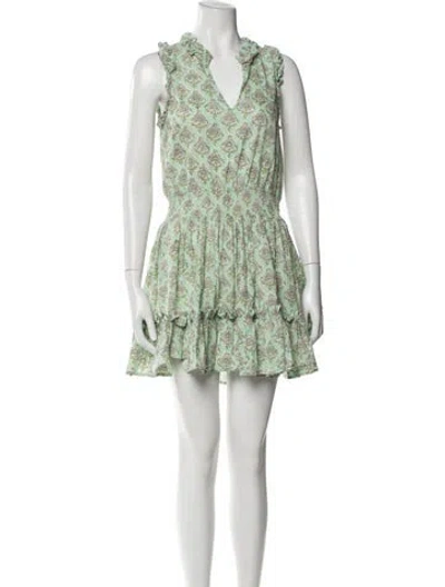 Pre-owned Anna Cate Printed Mini Dress In Green