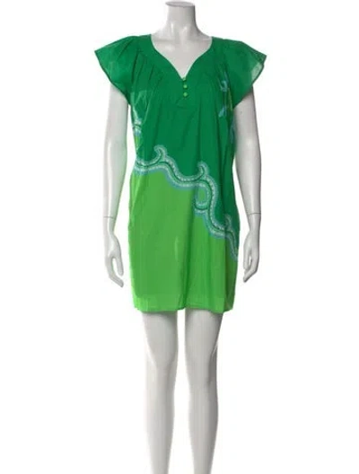 Pre-owned Anna Cate Printed Mini Dress In Green