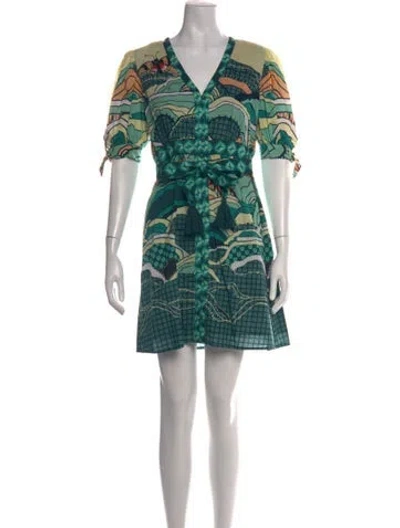 Pre-owned Anna Cate Printed Mini Dress In Green