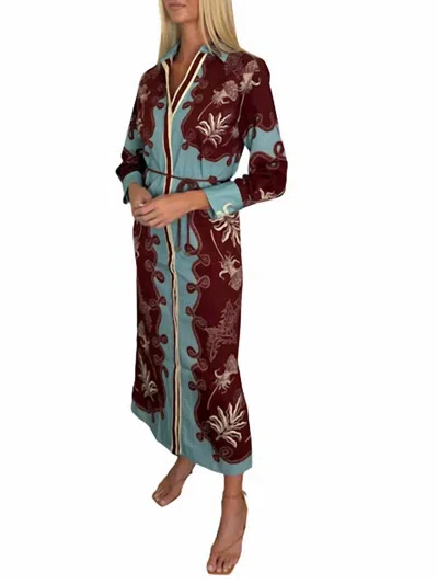 Anna Cate Riley Caftan Dress In Blue Maroon In Multi