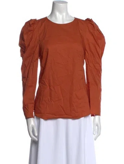 Pre-owned Anna Cate Scoop Neck Long Sleeve Blouse In Orange