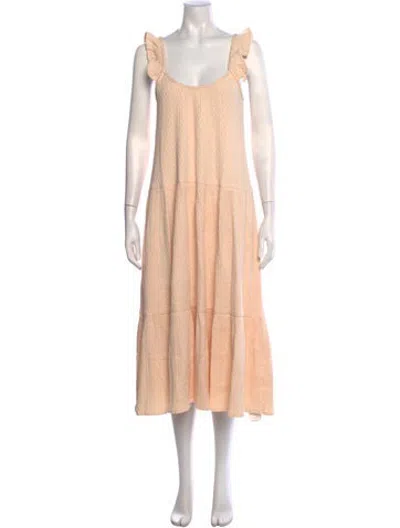 Pre-owned Anna Cate Scoop Neck Midi Length Dress In Orange