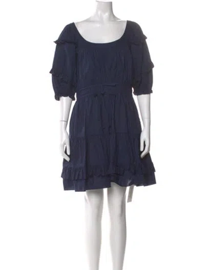 Pre-owned Anna Cate Scoop Neck Mini Dress In Blue