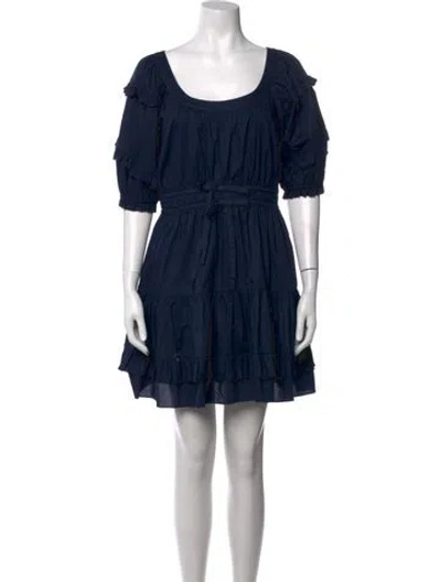 Pre-owned Anna Cate Scoop Neck Mini Dress In Blue