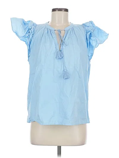 Pre-owned Anna Cate Short Sleeve Blouse In Blue