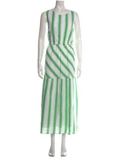 Pre-owned Anna Cate Striped Long Dress In Green