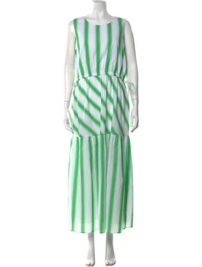 Pre-owned Anna Cate Striped Long Dress In Green