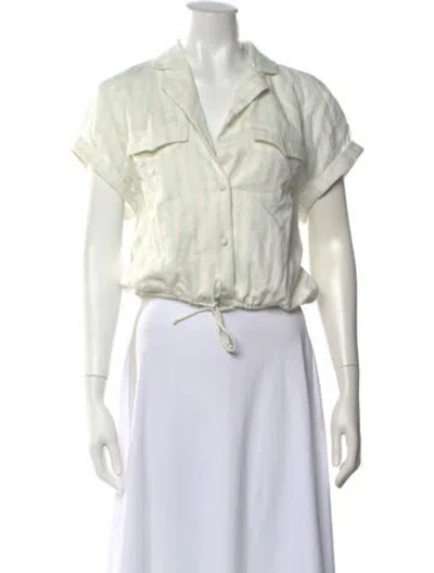 Pre-owned Anna Cate Striped Short Sleeve Blouse W/ Tags In Green/neutrals