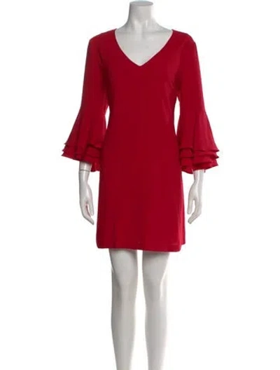 Pre-owned Anna Cate V-neck Knee-length Dress In Red