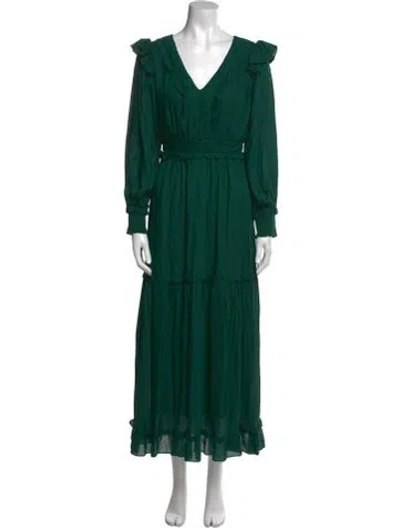 Pre-owned Anna Cate V-neck Long Dress In Green