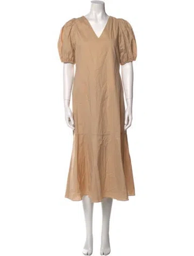 Pre-owned Anna Cate V-neck Long Dress In Neutral