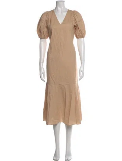 Pre-owned Anna Cate V-neck Long Dress In Neutral