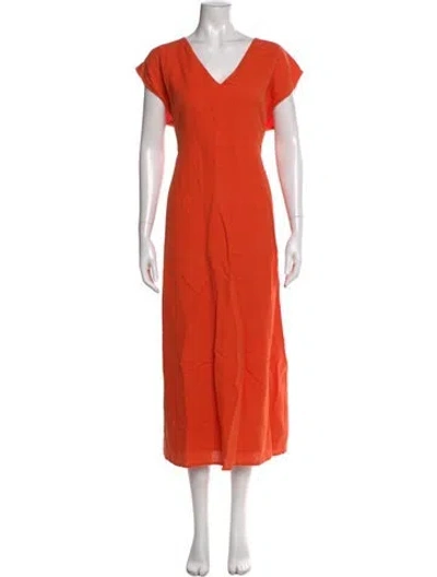 Pre-owned Anna Cate V-neck Long Dress In Orange