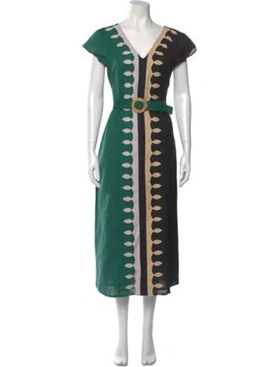 Pre-owned Anna Cate V-neck Long Dress W/ Tags In Green