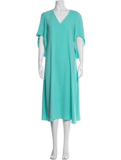 Pre-owned Anna Cate V-neck Midi Length Dress In Blue