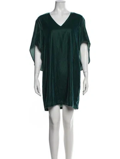 Pre-owned Anna Cate V-neck Mini Dress In Green