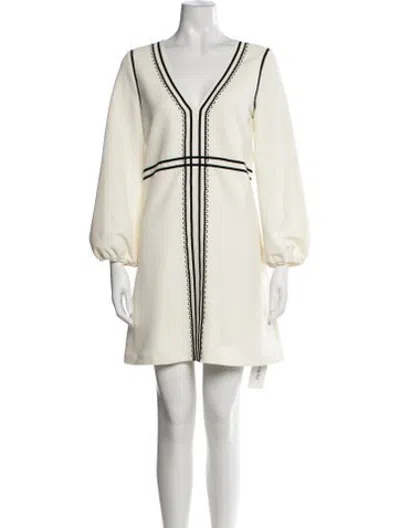 Pre-owned Anna Cate V-neck Mini Dress In Neutrals