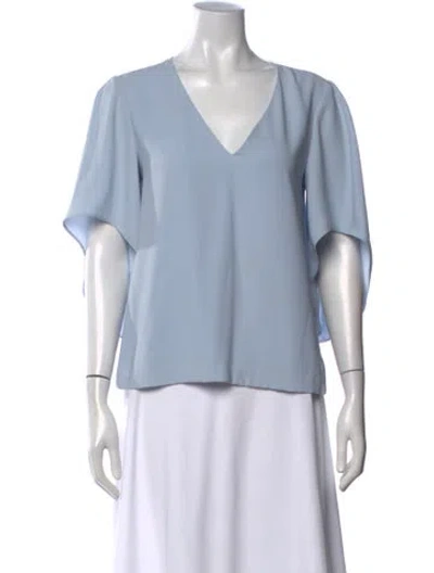 Pre-owned Anna Cate V-neck Short Sleeve Blouse In Blue