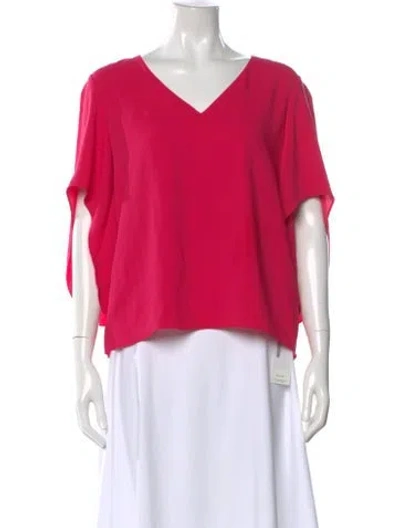 Pre-owned Anna Cate V-neck Short Sleeve Blouse In Pink