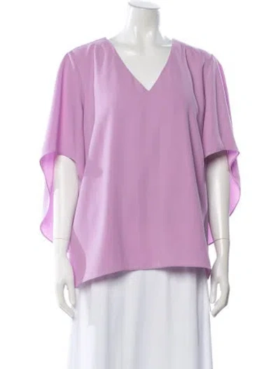 Pre-owned Anna Cate V-neck Short Sleeve Blouse In Purple
