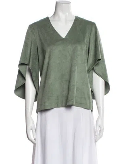 Pre-owned Anna Cate V-neck Short Sleeve Top In Green