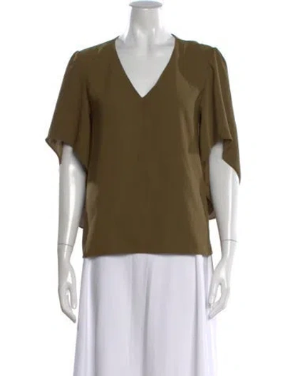 Pre-owned Anna Cate V-neck Short Sleeve Top In Green