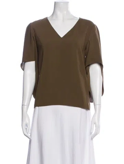 Pre-owned Anna Cate V-neck Short Sleeve Top In Green