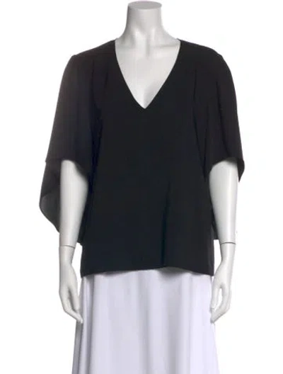 Pre-owned Anna Cate V-neck Three-quarter Sleeve Blouse In Black