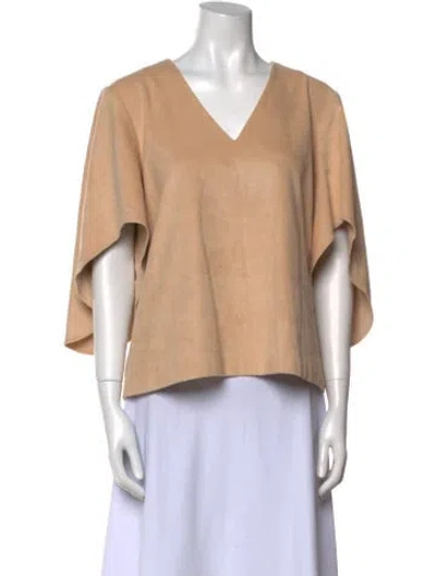 Pre-owned Anna Cate V-neck Three-quarter Sleeve Top In Neutral