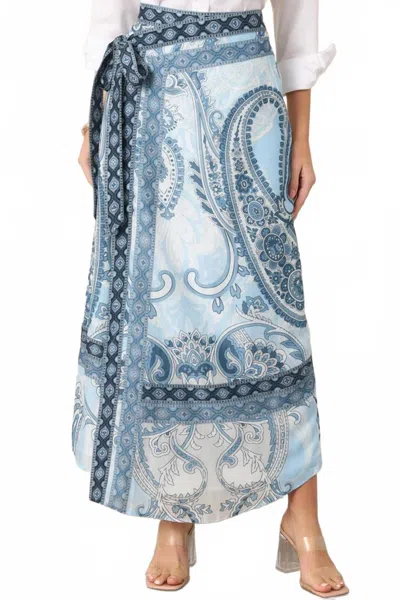 Anna Cate Wiley Wrap Skirt In Blue Myth In Animal Print