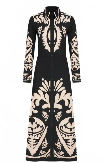 Anna Cate Women's Holton Long Sleeve Midi Dress In Black White