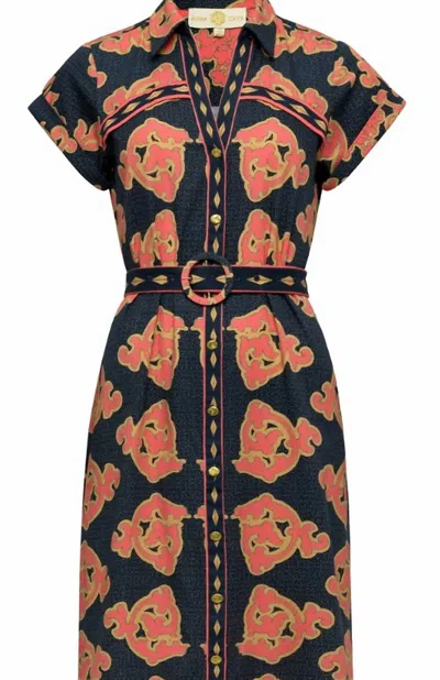 Anna Cate Women's Iva Midi Dress In Navy/coral In Black