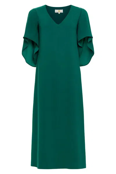 Anna Cate Women's Merediths Midi Dress In Peacock Drak Green In Multi