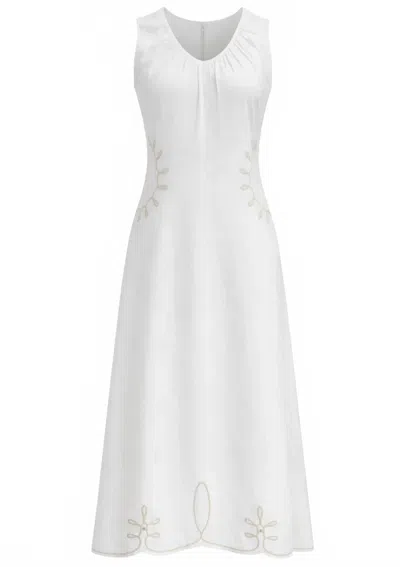 Anna Cate Women's Morris Midi Dress In Ivory Embroidery In White
