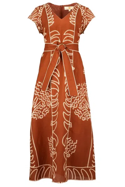 Anna Cate Women's Nellie Midi Dress In Choc/stitch In Multi
