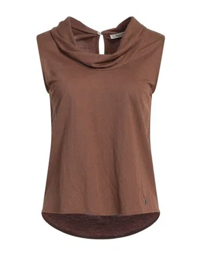 Anna Corti Woman T-shirt Brown Size 8 Viscose, Polyamide