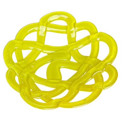 Pre-owned Anna Ehrner Handcrafted Glass Bowl By  For Kosta Boda, Yellow, Sweden