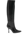 Anna F 100mm Pointed Leather Boots In Black