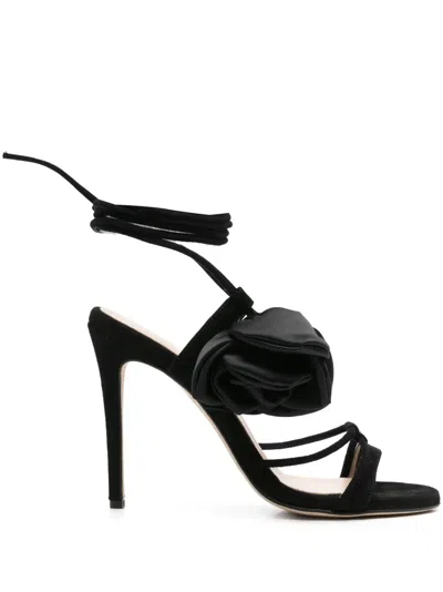 Anna F 100mm Rose-appliqué Sandals