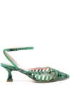 Anna F 1741 70mm Snakeskin Pumps In Green